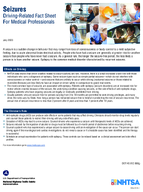 Seizures DrivingRelated Fact Sheet For Medical Professionals