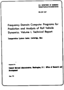 Frequency Domain Computer Programs for Prediction and Analysis of Rail Vehicle Dynamics  Volume 1 Technical Report