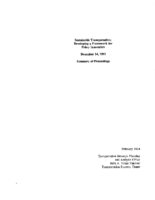 Sustainable transportation  developing a framework for policy innovation December 14 1993 summary of proceedings
