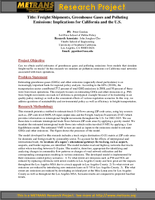 Freight Shipments Greenhouse Gases and Polluting Emissions Implications for California and the US Research Project