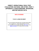 DIRECT Operational Field Test Evaluation Natural Use Study Part 1 Appendix H Questionnaire Interview and Notebook Data
