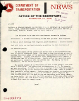 Excerpts of Remarks Prepared for Delivery by US Secretary of Transportation John A Volpe before the Missouri Automobile Dealers Association