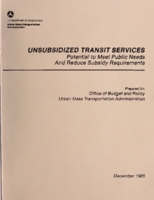 Unsubsidized Transit Services A Potential to Meet Public Needs and Reduce Subsidy Requirements