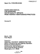 Guidelines Manual for Minimizing Water Quality Impacts from Highway Maintenance Practices Volume IV