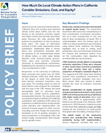 How Much Do Local Climate Action Plans in California Consider Emissions Cost and Equity Policy Briefs
