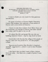 Secretary of Transportation Federico Pena Speeches March 1995