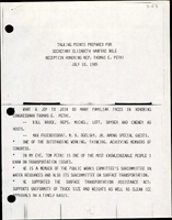 Talking Points Prepared for Secretary Elizabeth Hanford Dole Reception Honoring Rep Thomas E Petri