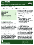 CurbOpening Inlet Interception On Grade Technote