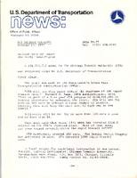US Department of Transportation News Office of Public Affairs UMTA 5977 Chicago Gets DOT Grant for Rapid Transit Cars