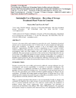 Sustainable use of resources  recycling of sewage treatment plant water in concrete