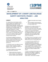 Development of a Short Line Railroad Safety Institute Phase I  Job Analysis