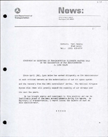 Statement by Secretary of Transportation Elizabeth Hanford Dole on the Resignation of FAA Administrator J Lynn Helms