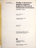 Profiles of Automotive Suppliers IndustriesEngineered Mechanical Components and Systems  Volume I Text