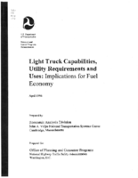 Light Truck Capabilities Utility Requirements and Uses  Implications for Fuel Economy Final Report