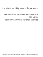 Evaluation of the gyratory compactor for use in designing asphaltic concrete mixtures  final report
