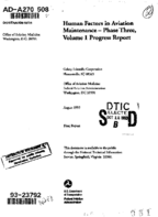 Human Factors in Aviation Maintenance Phase Three Volume 1 Progress Report
