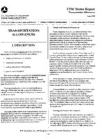 TDM Status Report Transportation Allowances