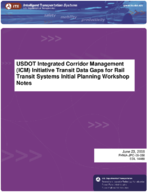 USDOT Integrated Corridor Management ICM Initiative Transit Data Gaps for Rail Transit Systems Initial Planning Workshop Notes