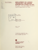 Development of a Design Technology for Ground Support for Tunnels in Soil Vol I Time Dependent Response Due to Consolidation in Clays