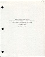 Talking Points for Delivery by Secretary of Transportation Elizabeth Hanford Dole at the Federal Womens Week Breakfast