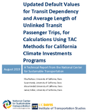 Updated Default Values for Transit Dependency and Average Length of Unlinked Transit Passenger Trips for Calculations Using TAC Methods for California Climate Investments Programs Technical Report