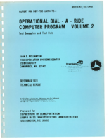 Operational DialARide Computer Program Volume 2 Test Scenarios and Test Data