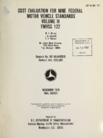 Cost Evaluation for Nine Federal Motor Vehicle Safety Standards Vol III FMVSS 122