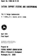 Lateral Support Systems And Underpinning Volume II Design Fundamentals
