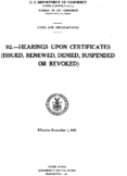 Part 92 Hearings Upon Certificates Issued Renewed Denied Suspended Or Revoked