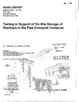 Testing in Support of OnSite Storage of Residues in the Pipe Overpack Container