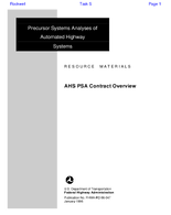 Precursor Systems Analyses of Automated Highway Systems AHS PSA Contract Overview
