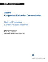 Atlanta congestion reduction demonstration National evaluation  content analysis test plan