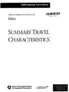 1995 American Travel Survey Summary Travel Characteristics Idaho