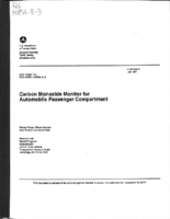 Carbon Monoxide Monitor for Automobile Passenger Compartment