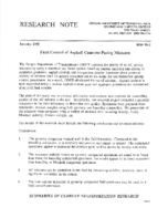 Research note  field control of asphalt concrete paving mixtures