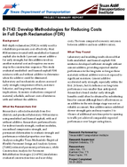Develop Methodologies for Reducing Costs in Full Depth Reclamation FDR Project Summary Report