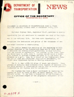 Statement of Secretary of Transportation John A Volpe Saluting National Highway Week