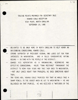 Talking Points Prepared for Secretary Dole Howard Coble Reception