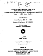 The Collection of National Trend Data on Alcohol Related Crashes for Comparison with Alcohol Safety Action Projects Results Volume 2 ASAP Control Site Data