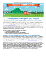 Successes in Stewardship  Federal Permitting Dashboard Helps FHWA Accelerate Environmental Reviews Improves Communication with the Public