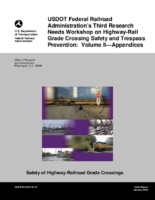 USDOT Federal Railroad Administrations Third Research Needs Workshop on HighwayRail Grade Crossing Safety and Trespass Prevention Volume II  Appendices