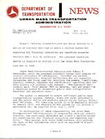 Department of Transportation News Urban Mass Transportation Administration UMTA 7610