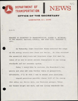 Remarks by Secretary of Transportation Claude S Brinegar on the House Passage of HR 9142 Regional Rail Reorganization Act of 1973