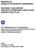 Minnesota urban partnership agreement national evaluation surveys interviews and focus groups test plan
