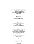Lowcost piezoelectric weighinmotion systems in Oregon  19881993  final report
