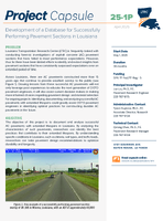 Development of a Database for Successfully Performing Pavement Sections in Louisiana Brief