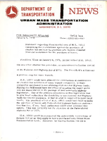 Department of Transportation News Urban Mass Transportation Administration UMTA 744 Statement Regarding Presidential Veto of HR 10511 Concerning the Restrictions Against the Provision of Charter Bus Service by Grantees who Receive Federal Financial Assistance for the Purchase of Buses