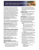 FHWA Freight Transportation Industry Internship Mining Forestry Fishing and Agriculture