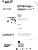 Relationships of Type a Behavior with Biographical Characteristics and Training Performance of Air Traffic Control Specialists