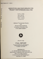 Indicators and Peer Groups for Transit Performance Analysis